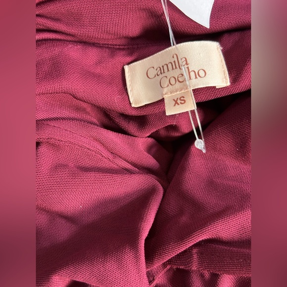 Camila Coelho Minji Maxi Dress in Maroon red strapless sheer ball gown flowy - Picture 4 of 8